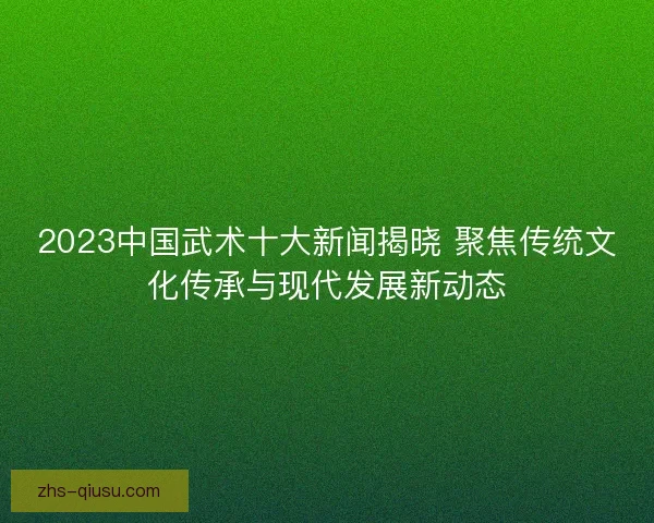 2023中国武术十大新闻揭晓 聚焦传统文化传承与现代发展新动态